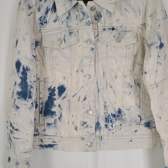 NWT Free People Rumors Denim Jacket Jones Tie Dye Blue Size Large 🛑 FINAL PRICE - Picture 6 of 12